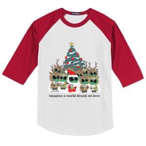 Lotus Alien Christmas Party Black & White Kids Colorblock Raglan Jersey