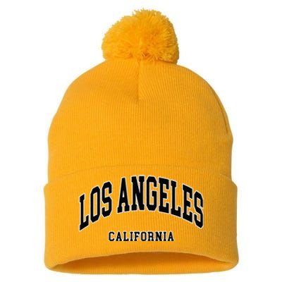 Los Angeles California Throwback Design Classic Pom Pom 12in Knit Beanie