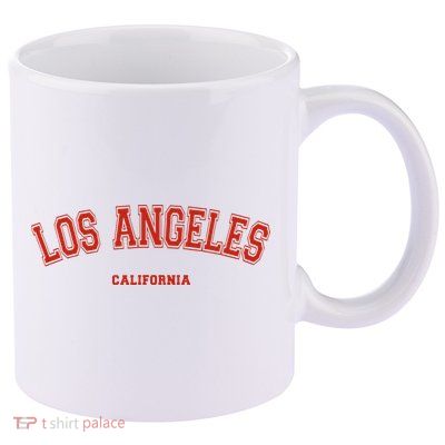 Los Angeles California CA Red Lette 11oz C Handle Ceramic Mug