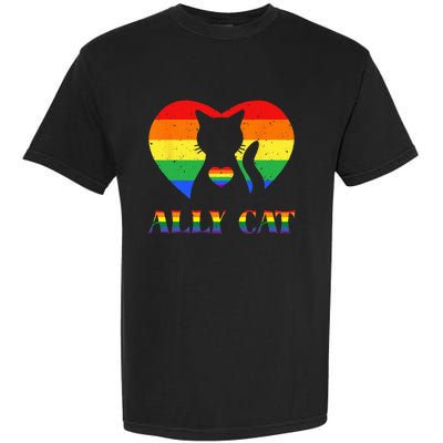 LGBT Ally Cat Be Kind Gay Rainbow Heart Funny Pride LGBTQ Garment-Dyed Heavyweight T-Shirt