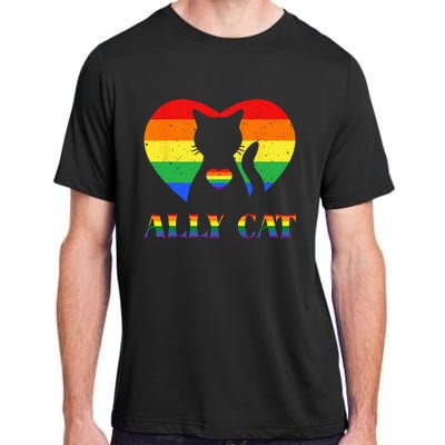 LGBT Ally Cat Be Kind Gay Rainbow Heart Funny Pride LGBTQ Adult ChromaSoft Performance T-Shirt