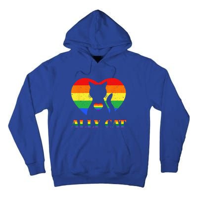 LGBT Ally Cat Be Kind Gay Rainbow Heart Funny Pride LGBTQ Tall Hoodie