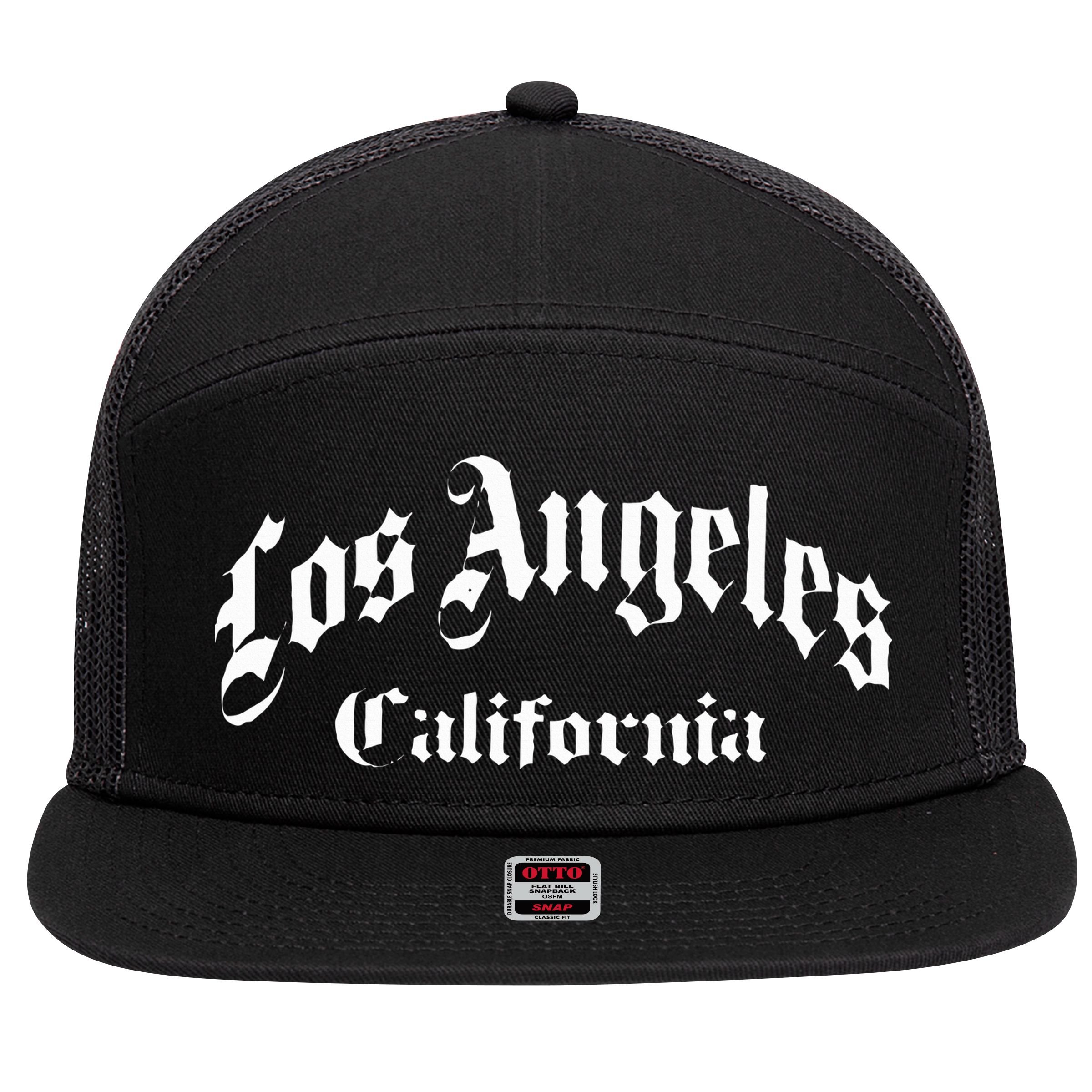 Los Angeles California Old School 7 Panel Mesh Trucker Snapback Hat