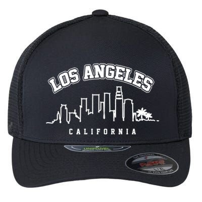 Los Angeles California City Skyline Retro Flexfit Unipanel Trucker Cap