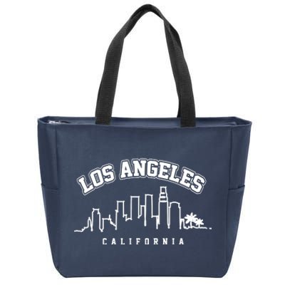 Los Angeles California City Skyline Retro Zip Tote Bag