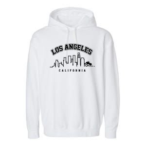 Los Angeles California City Skyline Retro Garment-Dyed Fleece Hoodie