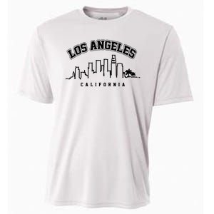 Los Angeles California City Skyline Retro Cooling Performance Crew T-Shirt