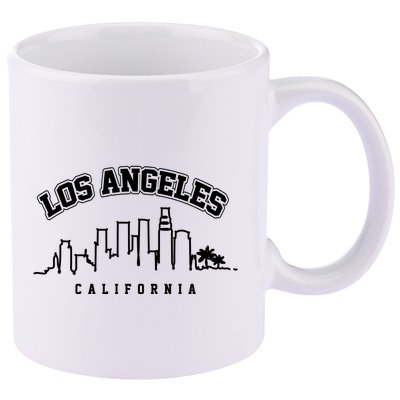 Los Angeles California City Skyline Retro 11oz C Handle Ceramic Mug