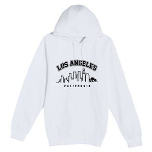 Los Angeles California City Skyline Retro Premium Pullover Hoodie