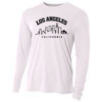 Los Angeles California City Skyline Retro Cooling Performance Long Sleeve Crew