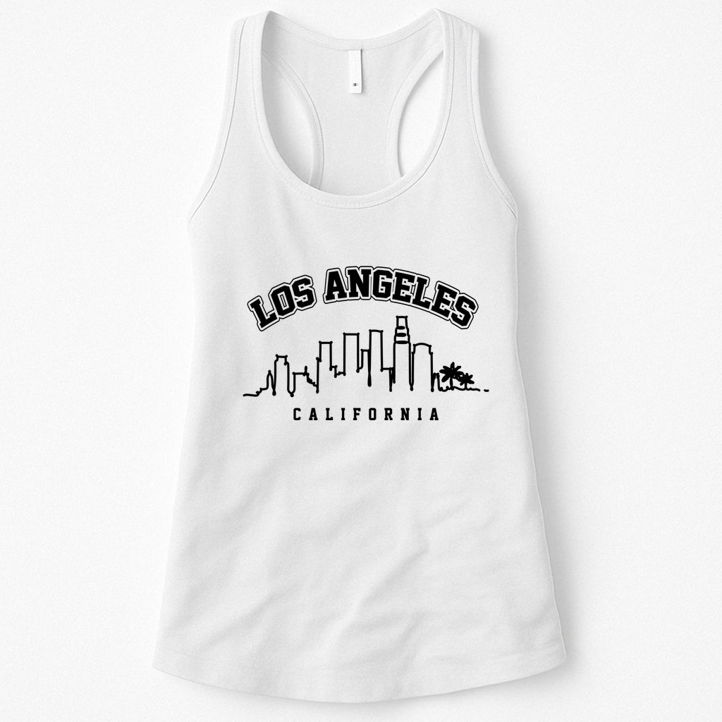 Los Angeles California City Skyline Retro Womens Tank Top