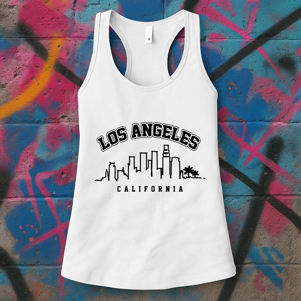 Los Angeles California City Skyline Retro Womens Tank Top