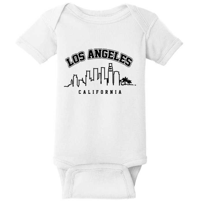 Los Angeles California City Skyline Retro Baby Bodysuit