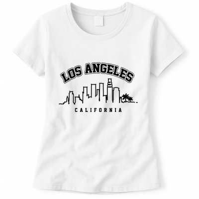 Los Angeles California City Skyline Retro Womens T-Shirt