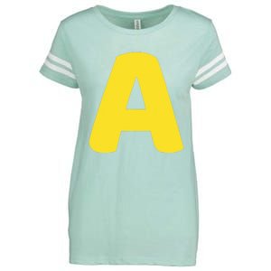 Letter A Christmas Thanksgiving Matching Halloween Costume Enza Ladies Jersey Football T-Shirt