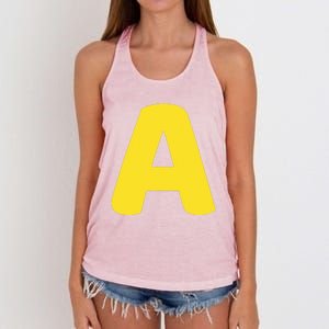 Letter A Christmas Thanksgiving Matching Halloween Costume Women's Knotted Racerback Tank