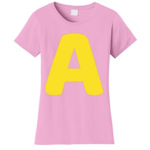 Letter A Christmas Thanksgiving Matching Halloween Costume Women's T-Shirt