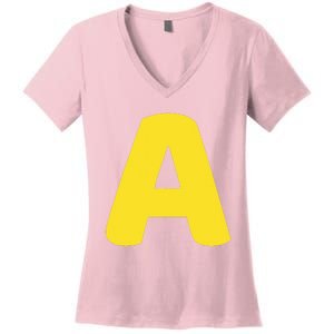 Letter A Christmas Thanksgiving Matching Halloween Costume Women's V-Neck T-Shirt