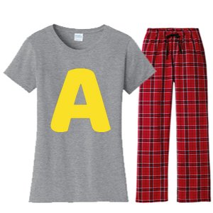 Letter A Christmas Thanksgiving Matching Halloween Costume Women's Flannel Pajama Set