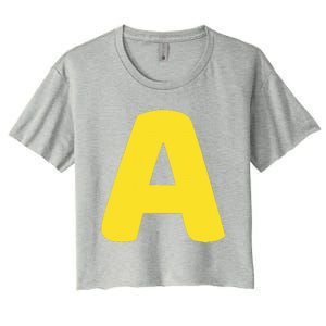 Letter A Christmas Thanksgiving Matching Halloween Costume Women's Crop Top Tee