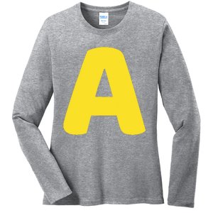 Letter A Christmas Thanksgiving Matching Halloween Costume Ladies Long Sleeve Shirt