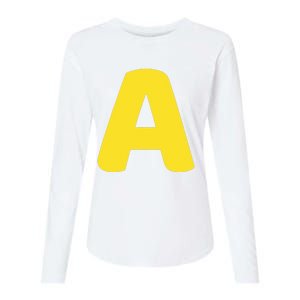 Letter A Christmas Thanksgiving Matching Halloween Costume Womens Cotton Relaxed Long Sleeve T-Shirt