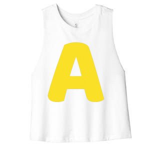 Letter A Christmas Thanksgiving Matching Halloween Costume Women's Racerback Cropped Tank