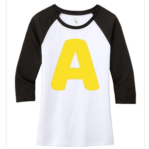 Letter A Christmas Thanksgiving Matching Halloween Costume Women's Tri-Blend 3/4-Sleeve Raglan Shirt