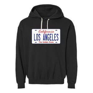 Los Angeles California License Plate Garment-Dyed Fleece Hoodie