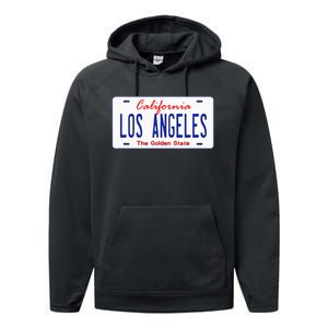 Los Angeles California License Plate Performance Fleece Hoodie