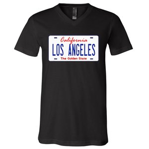 Los Angeles California License Plate V-Neck T-Shirt