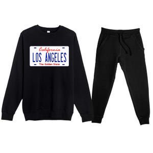 Los Angeles California License Plate Premium Crewneck Sweatsuit Set