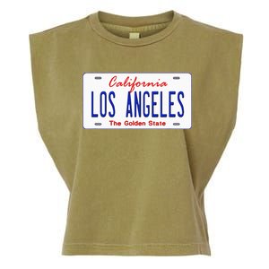 Los Angeles California License Plate Garment-Dyed Women's Muscle Tee