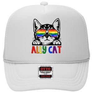 LGBT Ally Cat Be Kind Gay Rainbow Funny LGBTQ Gift Idea High Crown Mesh Back Trucker Hat