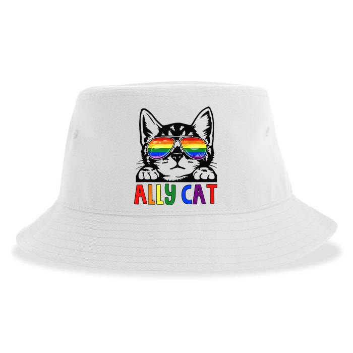 LGBT Ally Cat Be Kind Gay Rainbow Funny LGBTQ Gift Idea Sustainable Bucket Hat