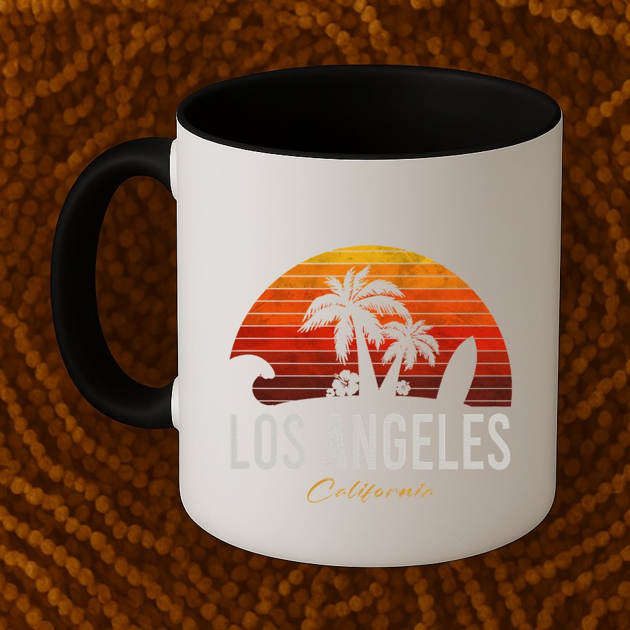 Los Angeles California Retro Surfer Vintage Beach Mug