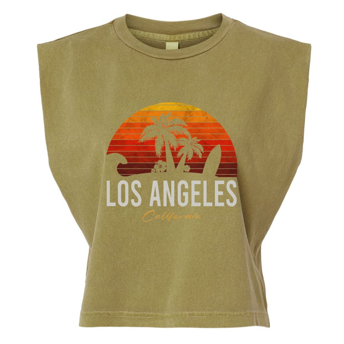 Los Angeles California Retro Surfer Vintage Beach Garment-Dyed Women's Muscle Tee