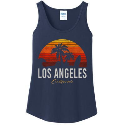 Los Angeles California Retro Surfer Vintage Beach Ladies Essential Tank