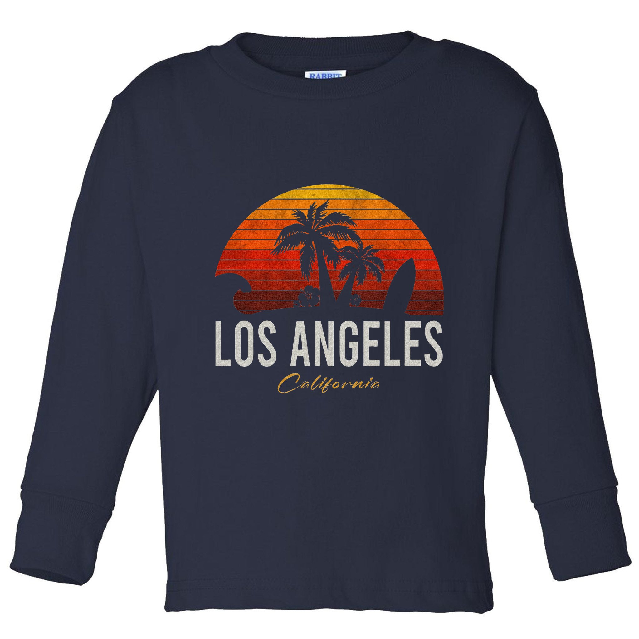 Los Angeles California Retro Surfer Vintage Beach Toddler Long Sleeve Shirt