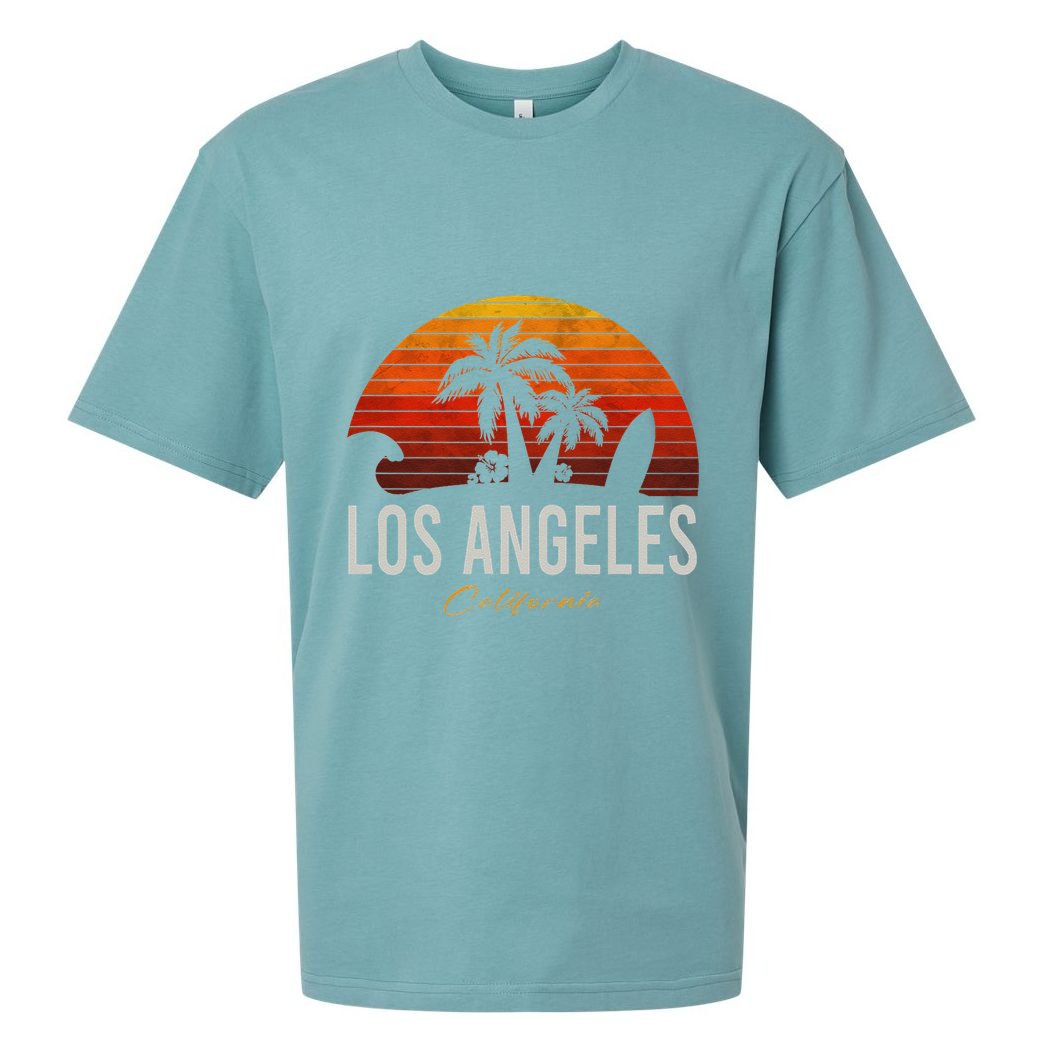 Los Angeles California Retro Surfer Vintage Beach Sueded Cloud Jersey T-Shirt