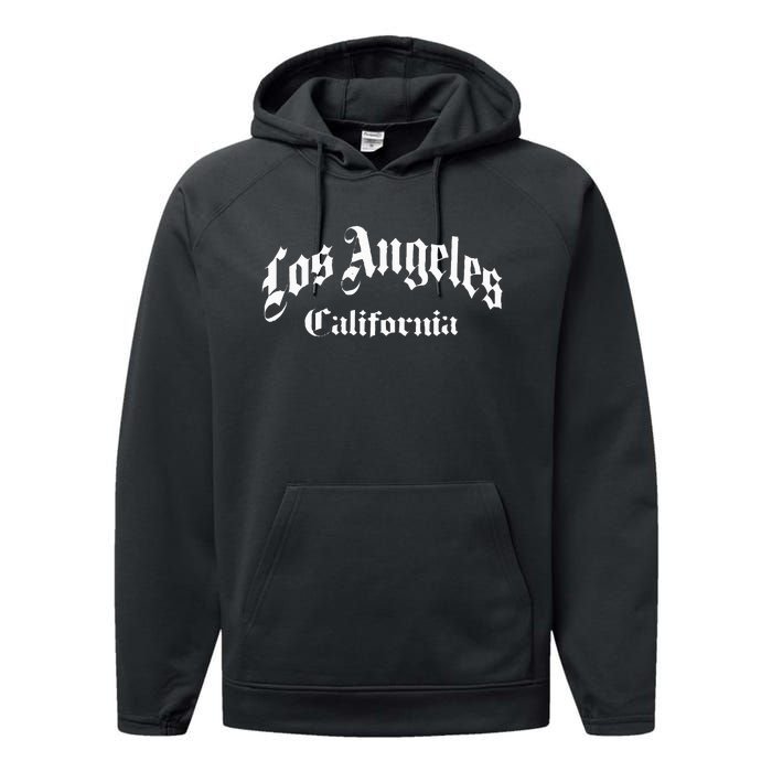 Los Angeles California Old School Performance Fleece Hoodie