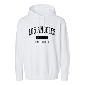 Los Angeles California Distressed Sports Design Garment-Dyed Fleece Hoodie