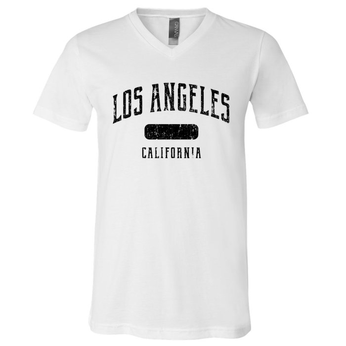 Los Angeles California Distressed Sports Design V-Neck T-Shirt