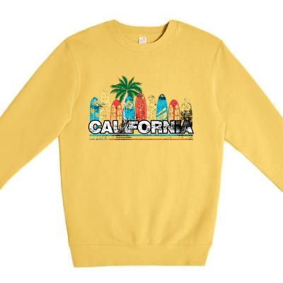 Los Angeles California Surfboard Theme Premium Crewneck Sweatshirt