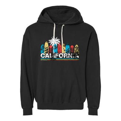 Los Angeles California Surfboard Theme Garment-Dyed Fleece Hoodie