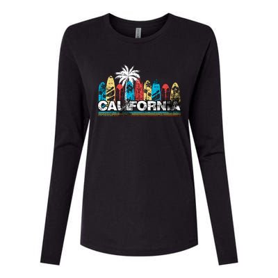 Los Angeles California Surfboard Theme Womens Cotton Relaxed Long Sleeve T-Shirt