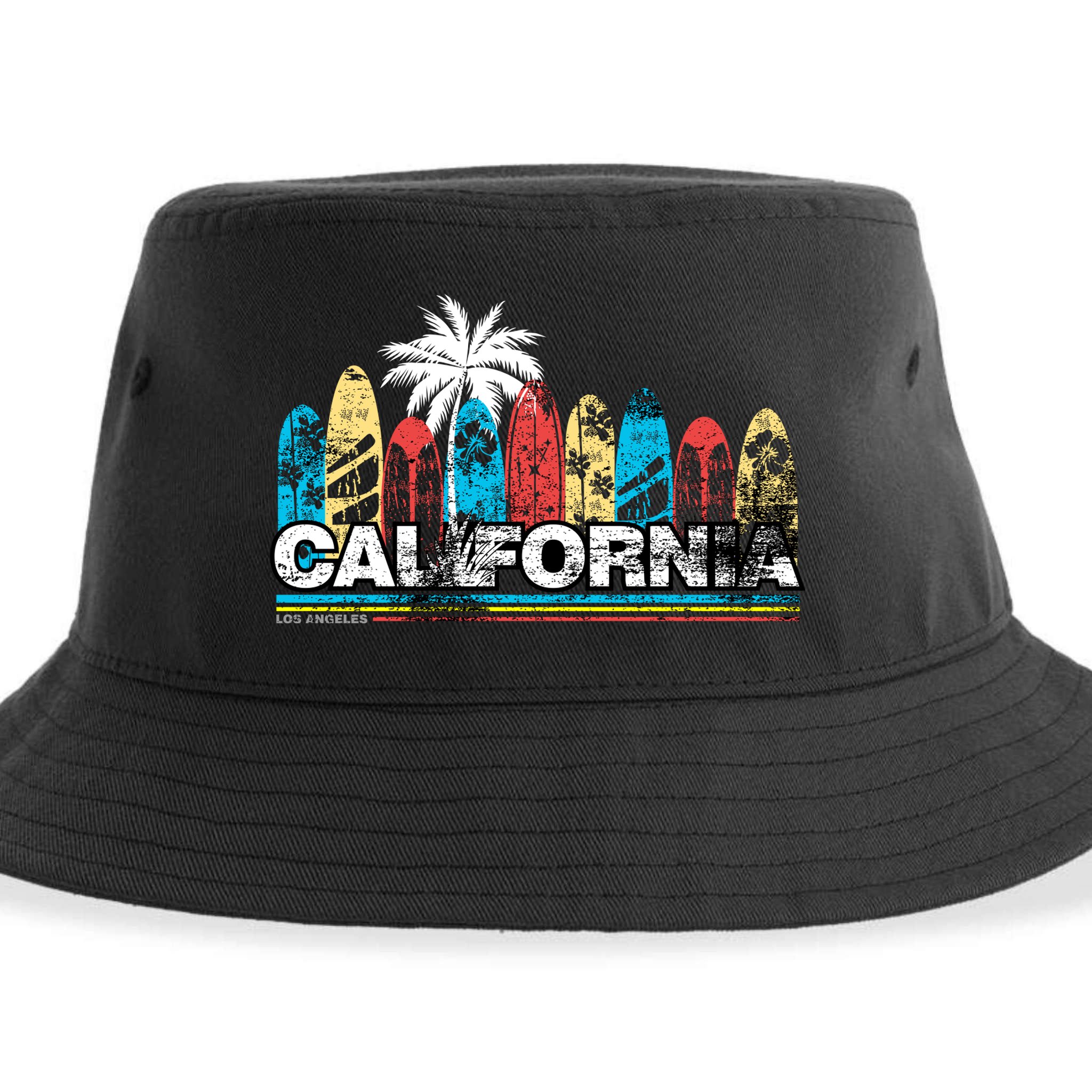 Los Angeles California Surfboard Theme Sustainable Bucket Hat