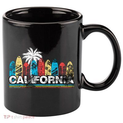 Los Angeles California Surfboard Theme 11oz C Handle Ceramic Mug