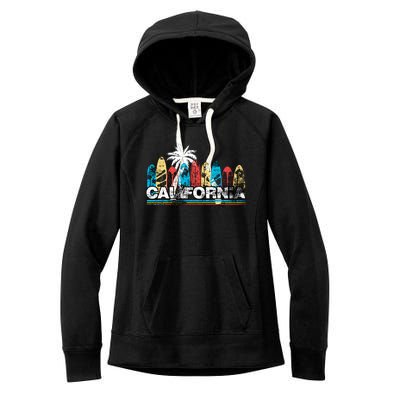 Los Angeles California Surfboard Theme Women's Fleece Hoodie