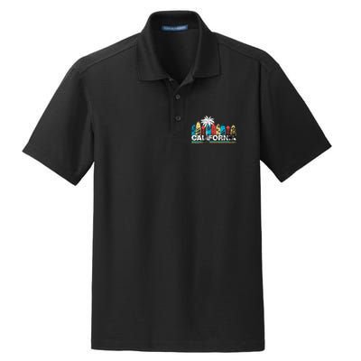 Los Angeles California Surfboard Theme Dry Zone Grid Polo